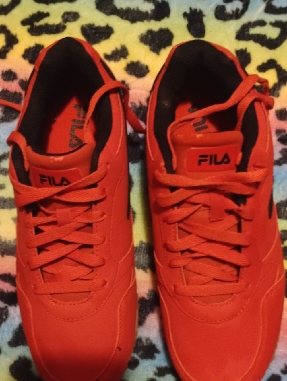 Fila Orange Low-Top Lace-Up Sneakers